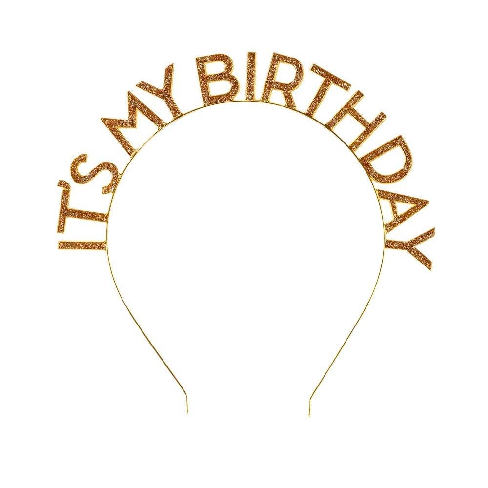 Luxe Gold &#39;It&#39;s My Birthday&#39; Headband