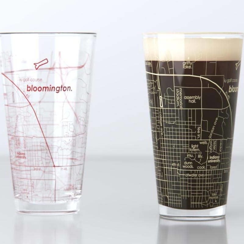 Bloomington Indiana University College Town Map Pint Pair