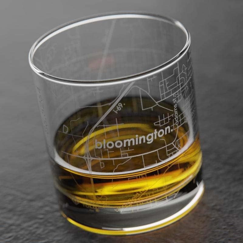 Bloomington IN Map Rocks Whiskey Glass