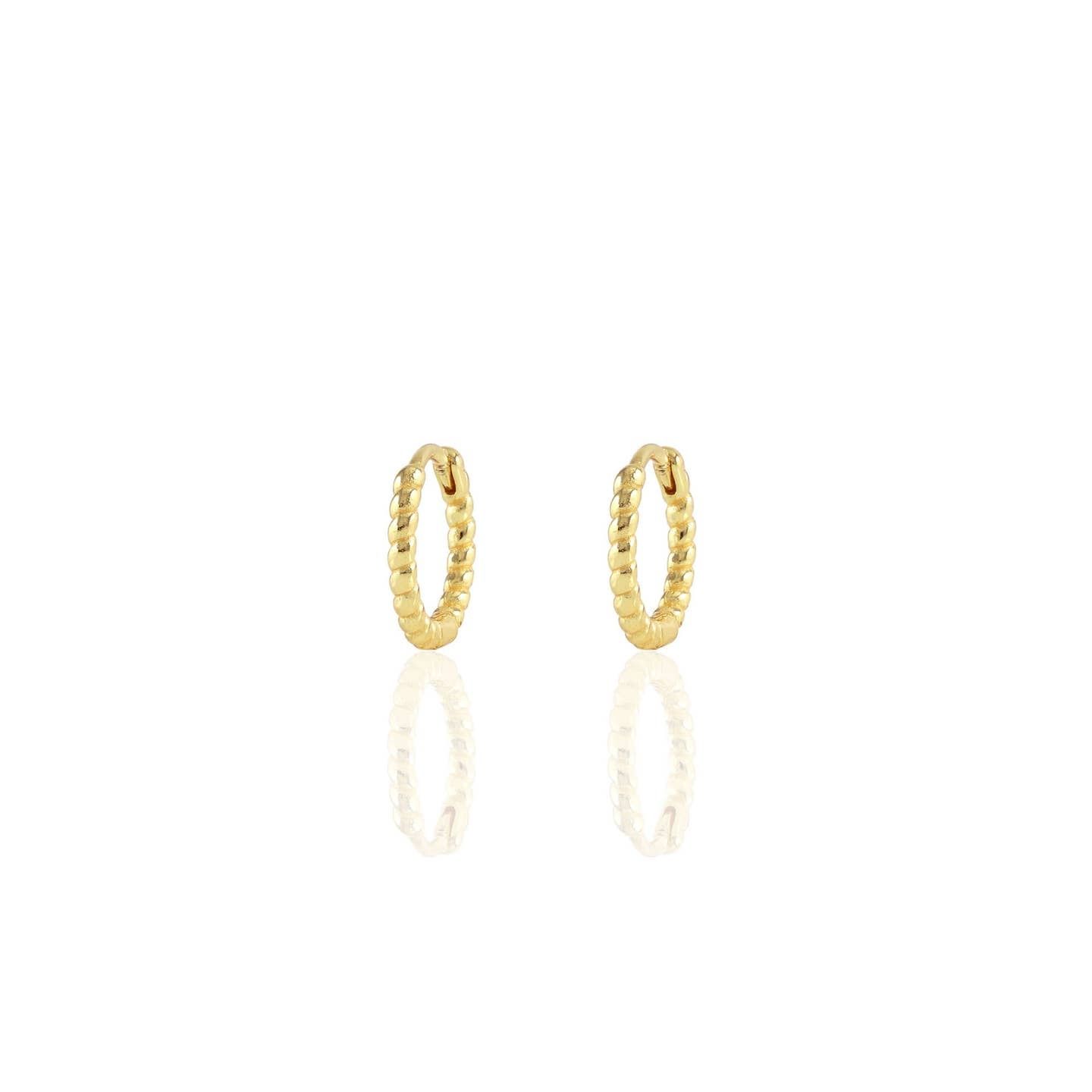 Twisted Hinged Huggie Hoop Earrings Gold