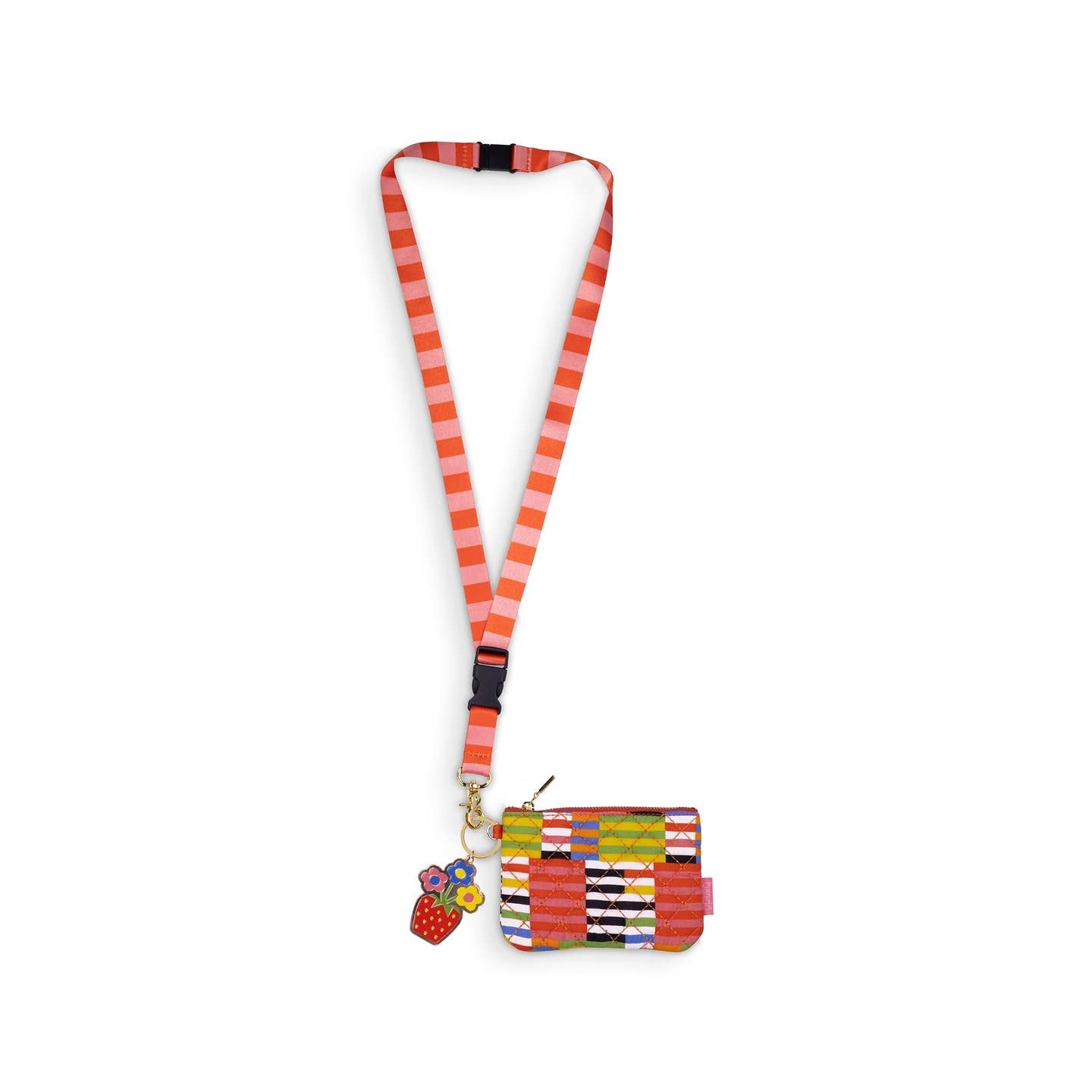Zip ID Lanyard, Black Stripe