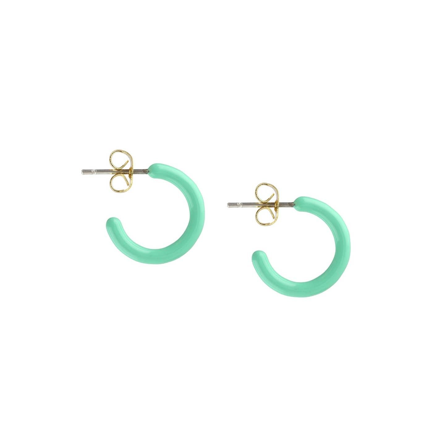 Petite Palette Enamel Post Hoop Earrings Turquoise