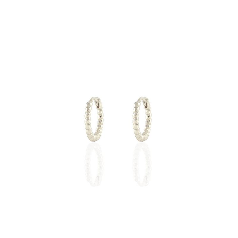 Twisted Hinged Huggie Hoop Earrings Silver