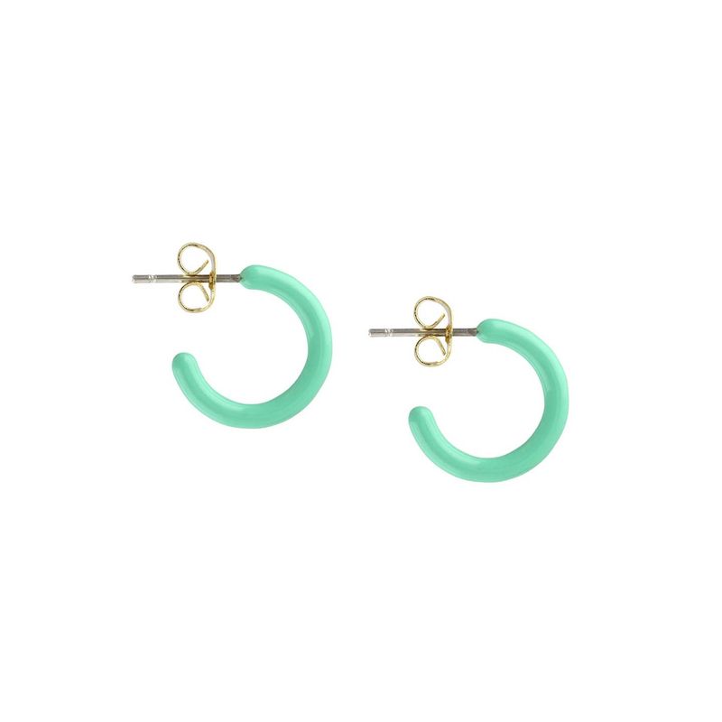 Petite Palette Enamel Post Hoop Earrings Turquoise