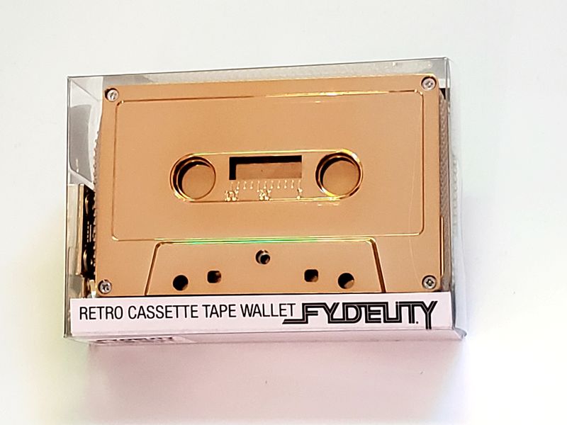 Retro Cassette Mixtape Wallet Gold Chrome