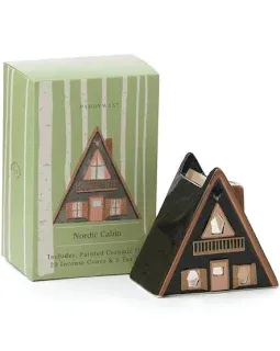 CERAMIC INCENSE &amp; TEA LIGHT HOLDER NORDIC CABIN