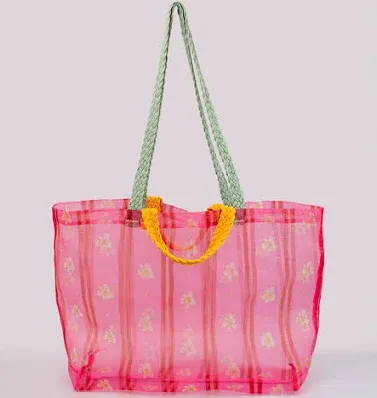 Mesh Market Bag, Floral Stripe