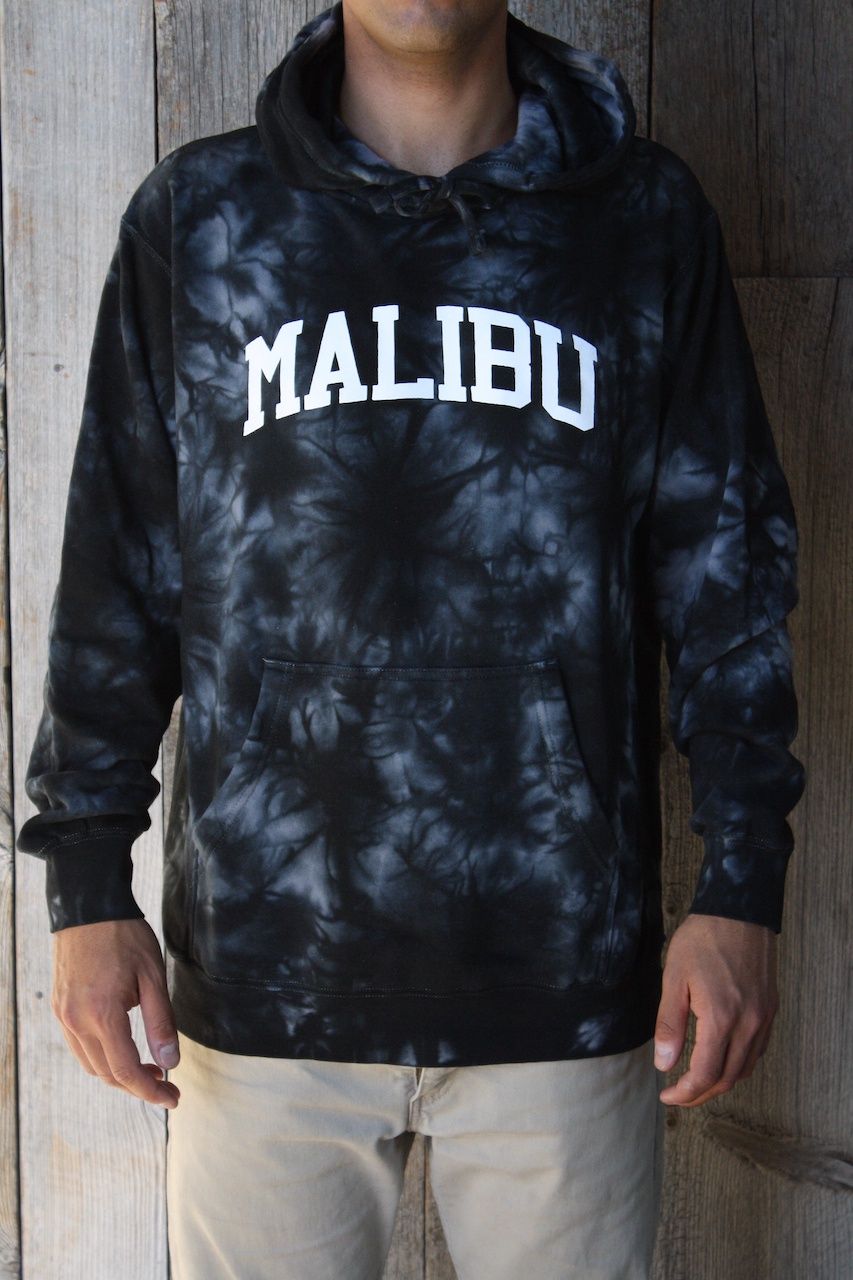 Malibu Tie Dye Pullover Hoodie, Color: Black, Size: 2XL