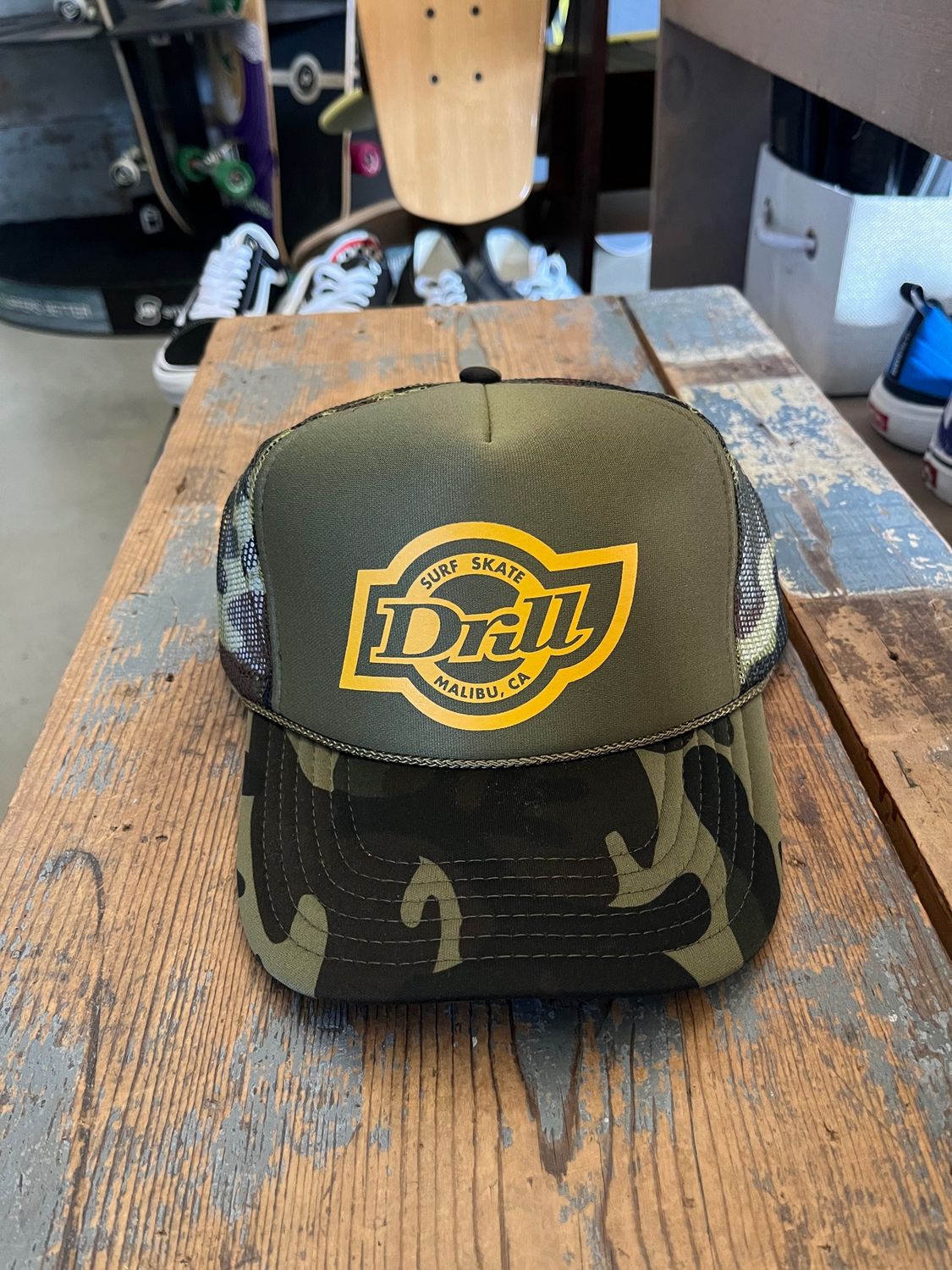 Drill Insignia Camo Foam Trucker, Color: Camo/Orange, Size: OS