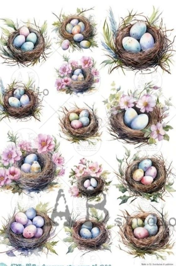Egg Nests Decoupage Rice Paper A4 Item Milky Valley ID 211