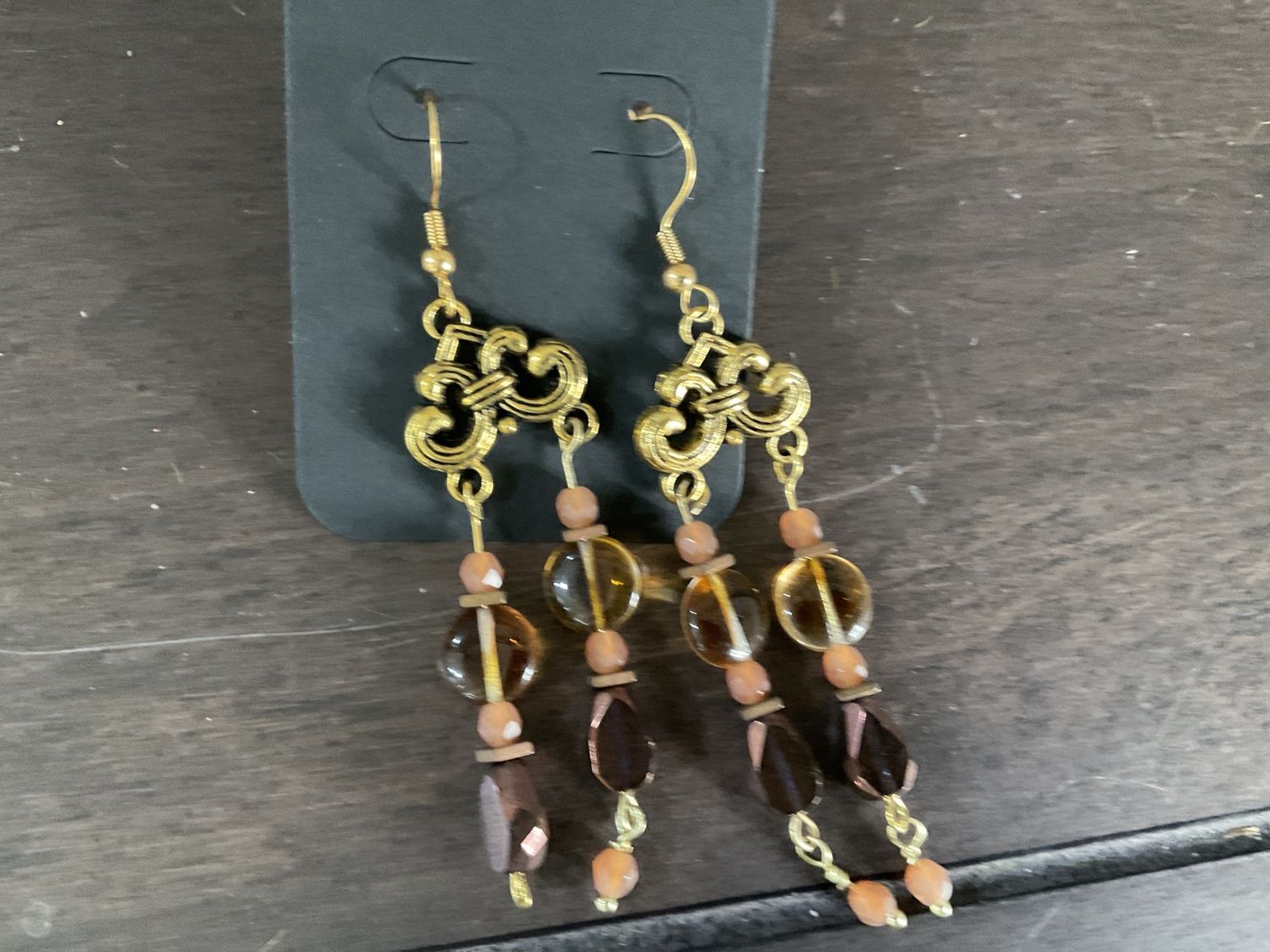 F83 Earrings Chunky Gold Brown