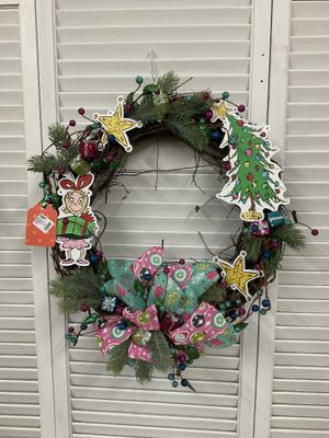 Wreath Grapevine with Evergreen &quot;Grinch&quot; Theme 18 inches