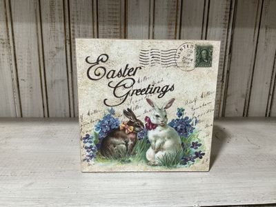 W-MNFT 482 483 484 Sign 5x5-"Easter Greeting" Stamp-Like