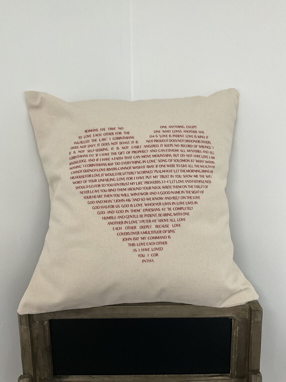 Heart Verses Inspirational Valentine&#39;s Canvas Pillow