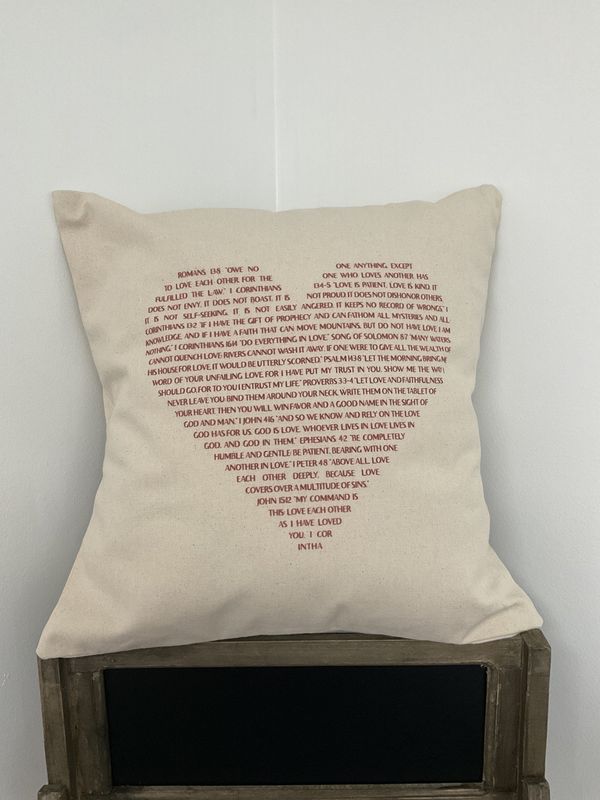 Heart Verses Inspirational Valentine&#39;s Canvas Pillow