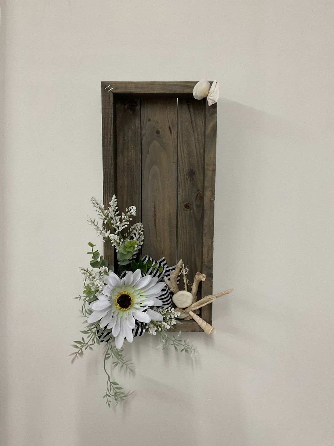 Wall Hanging with White Flower and Black &amp; White Ribbon