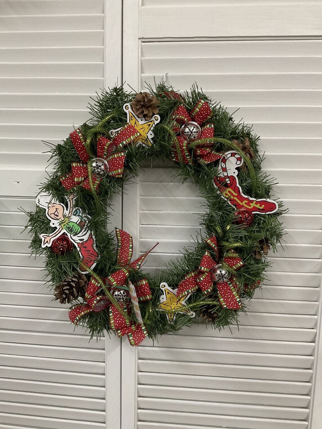 Wreath Evergreen &quot;Grinch&quot; Theme 18 inches