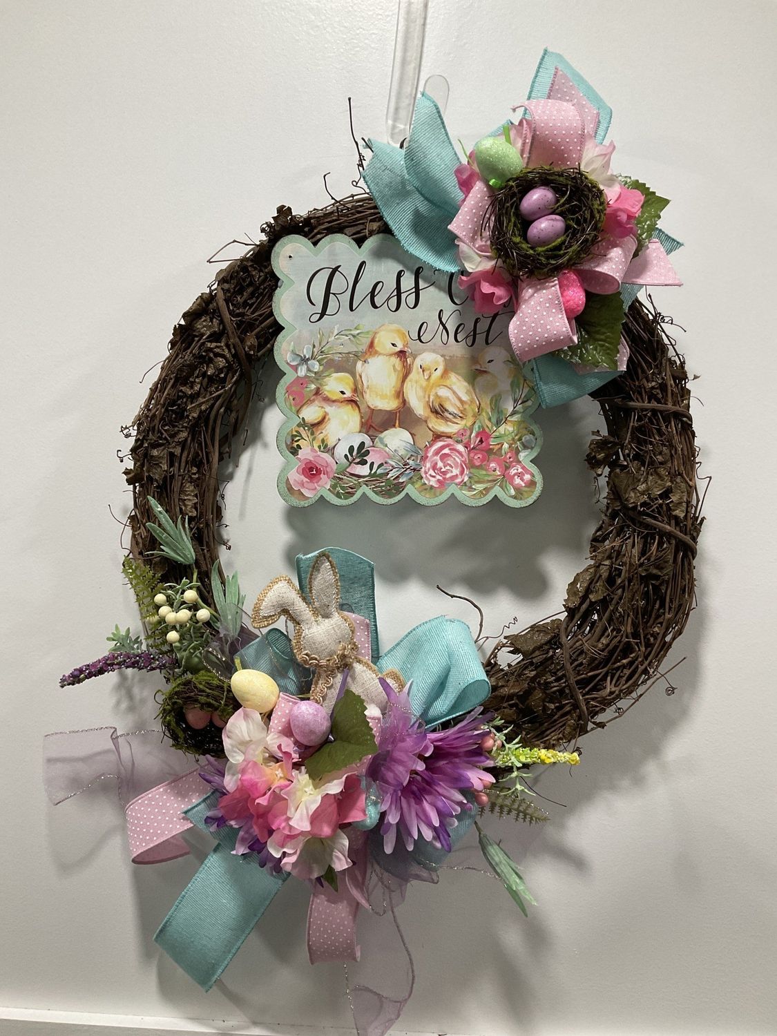 Grapevine Easter Rabbit &quot;Bless Our Nest&quot;