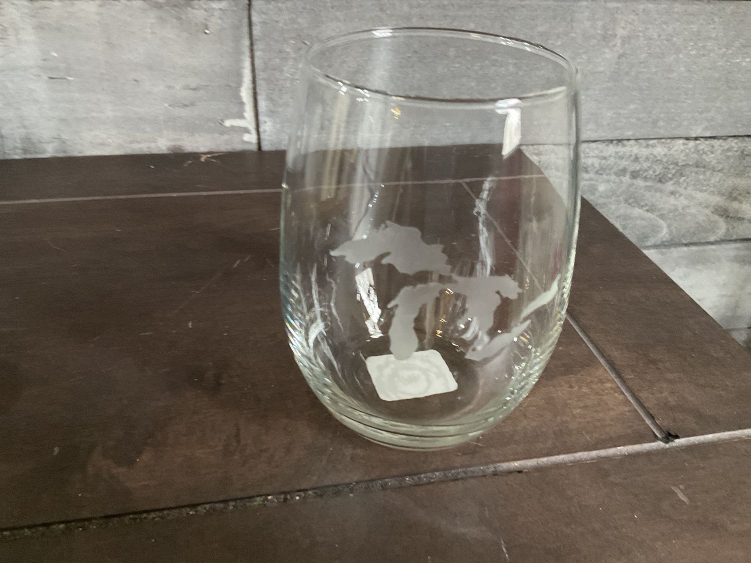 Custom State Etched Stemless Wine Glass