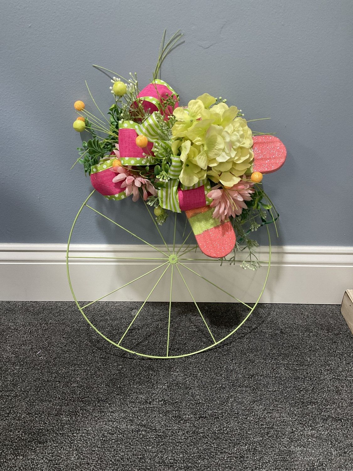 Wreath Bicycle 18 in-Green w/Pink Ribbon and Popsicles