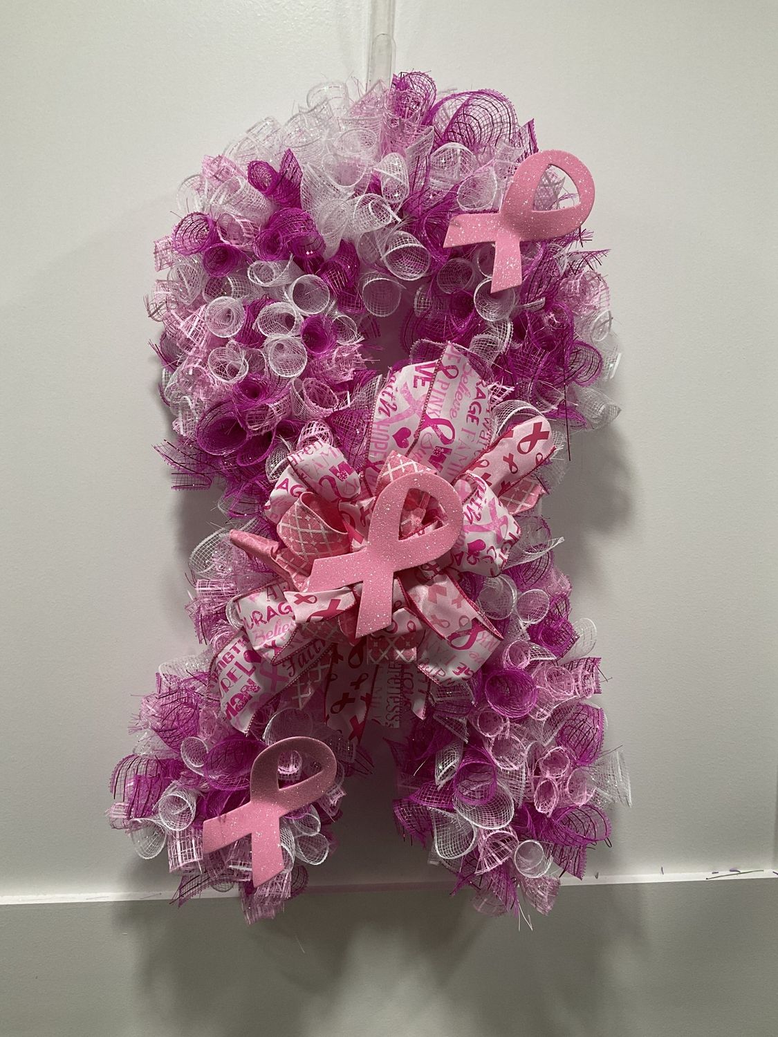 Wreath Mesh Support 23 in-Pink and White w/Support and Pink Support Ribbon