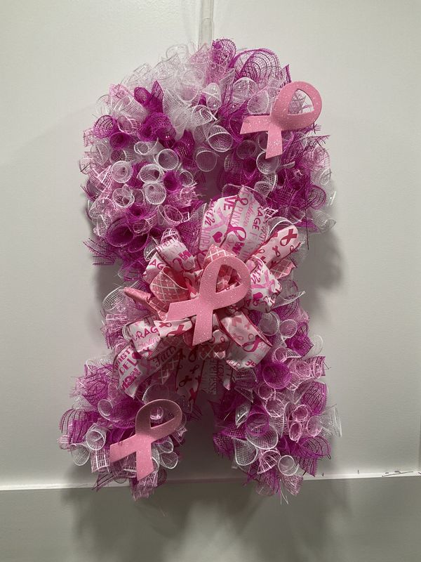Wreath Mesh Support 23 in-Pink and White w/Support and Pink Support Ribbon
