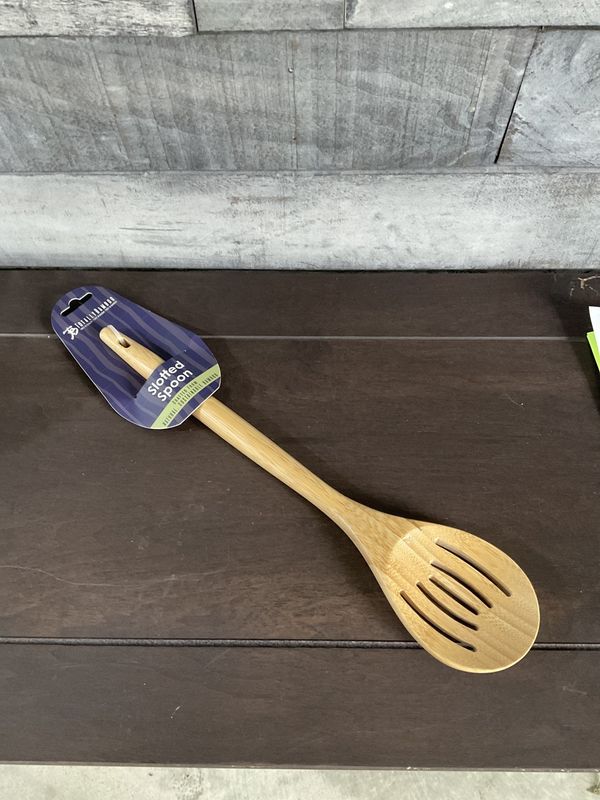 Bamboo 14&quot; Slotted Spoon utensil