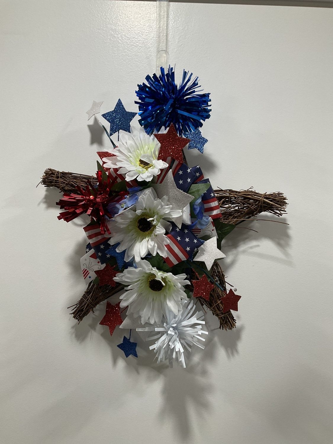 Wreath Star 4th of July with White Flowers
