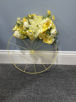 Wreath Bicycle 18 in-Yellow w/Yellow Roses and Yellow Polka Dot Ribbon