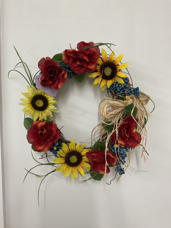 Wreath Grapevine with Sunflowers and Roses