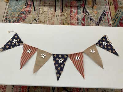 W-MNFT 1151 Banner Pendant 56 in-Red White and Blue