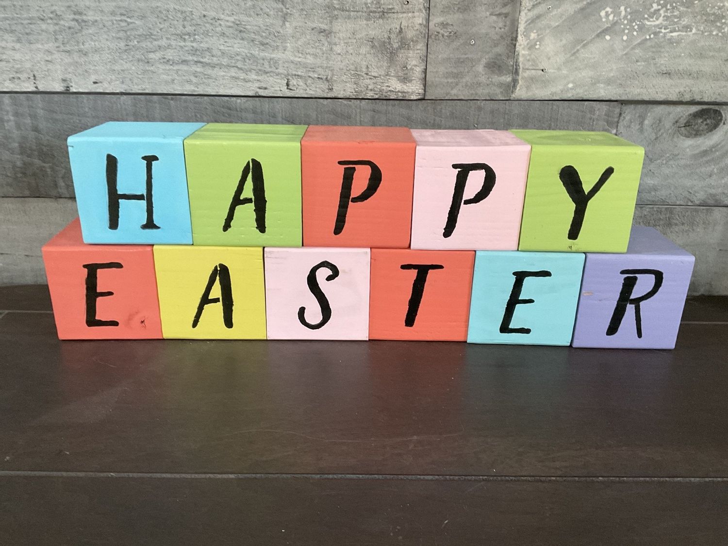 658 Wood Blocks 4 in-Happy Easter