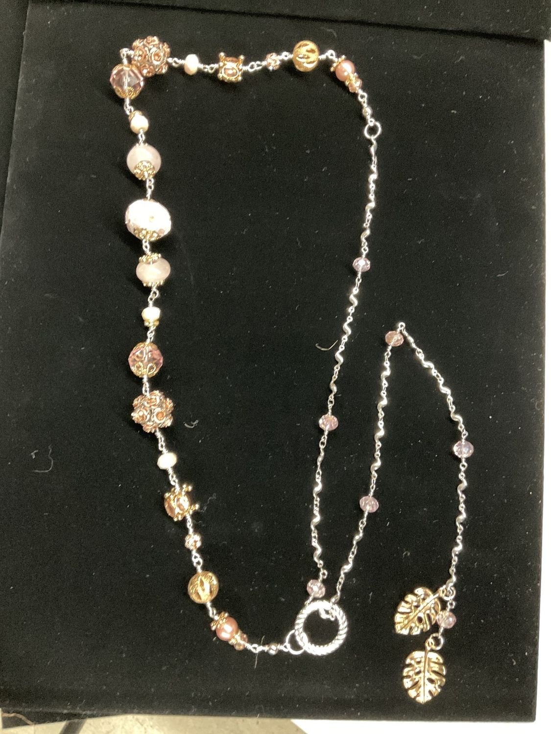 N2 Necklace Lariat-Rose Gold, Pink Boho Beds