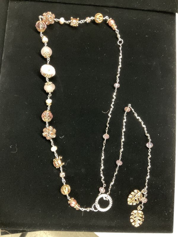 N2 Necklace Lariat-Rose Gold, Pink Boho Beds