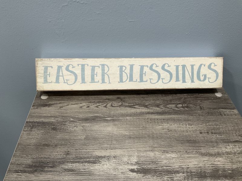 463 Sign 15x2.5-White and Blue &quot;Easter Blessings&quot;