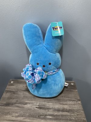 700 Peeps 15 in Plush-Blue w/Blue Plaid Ribbon