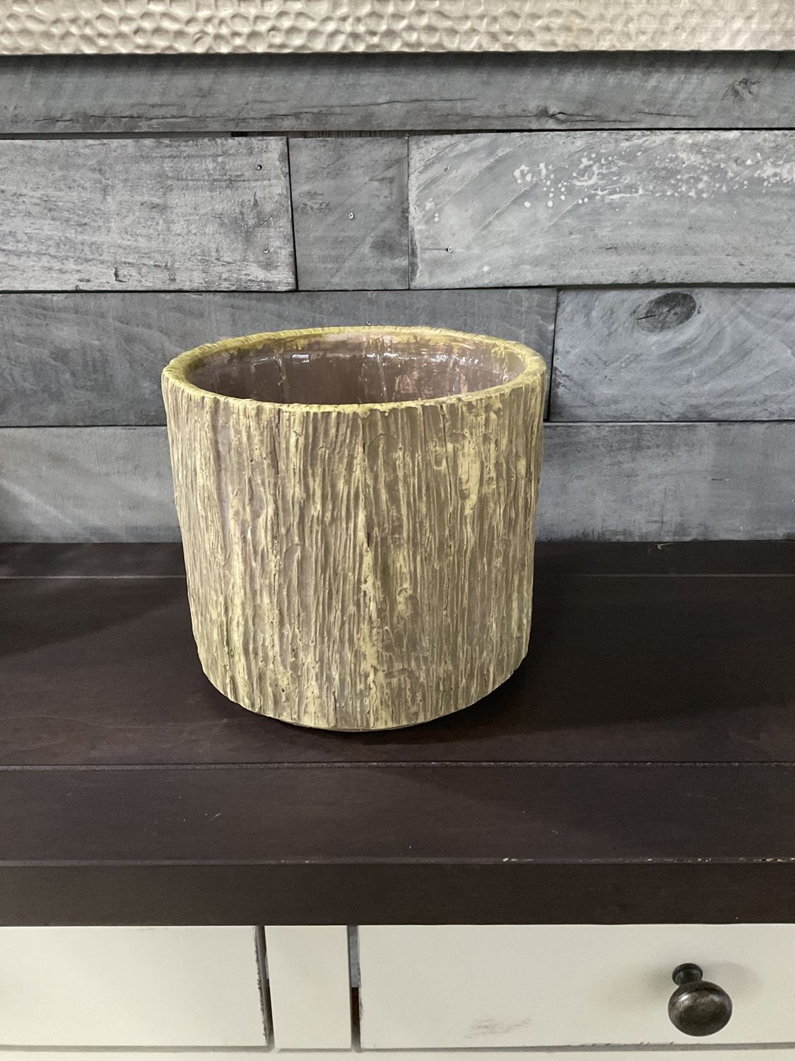 Ceramic Bark Plant Pot - 7&quot; Tall