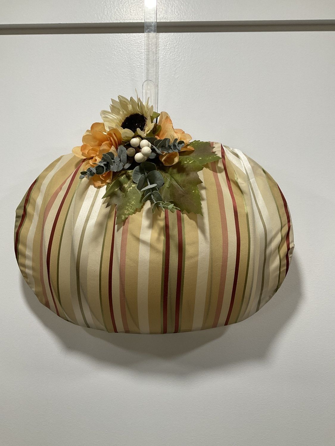 1901 Pumpkin Frame 17 in-Multi Stripe w/Orange Flowers and Greenery