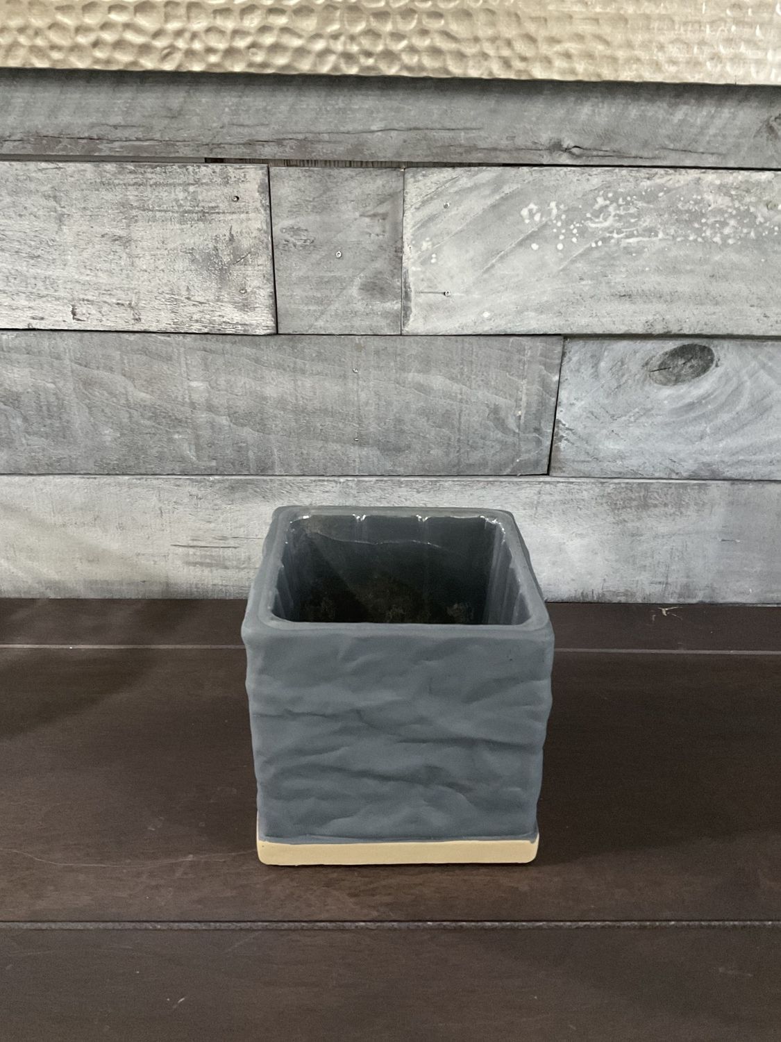 Ceramic Square Planter Box - Grey 5&quot; Top