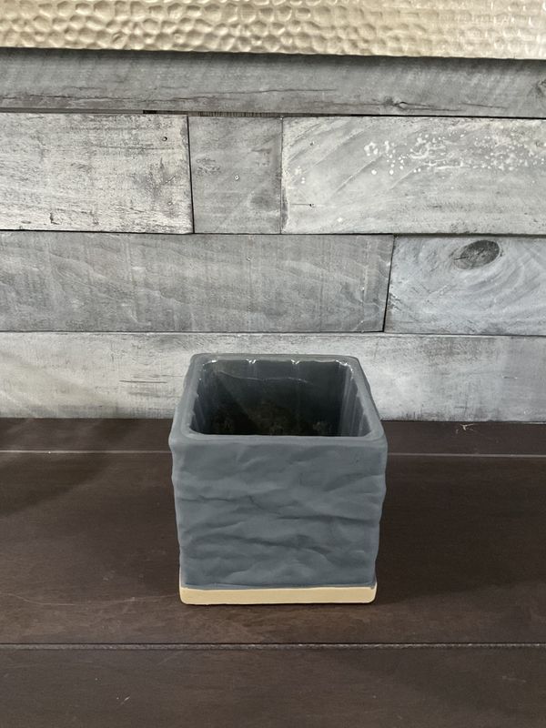 Ceramic Square Planter Box - Grey 5&quot; Top