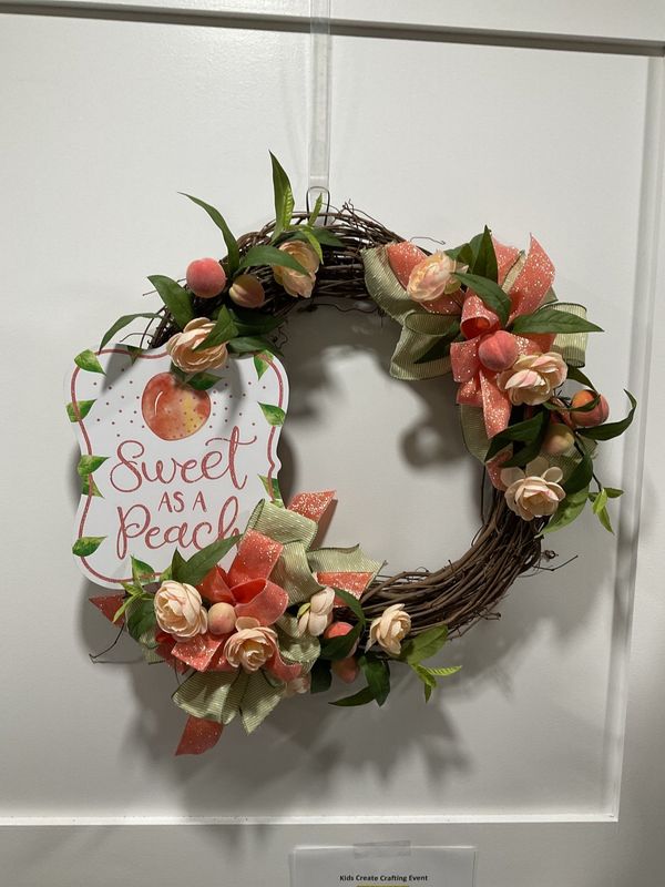 Grapevine Wreath &quot;Sweet as a Peach&quot; with Peaches and Flowers