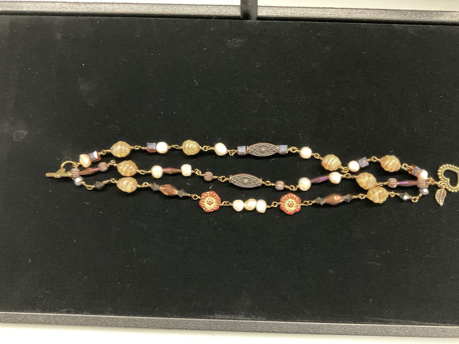 B33 Bracelet-Multi Strand Earth Tone Beads