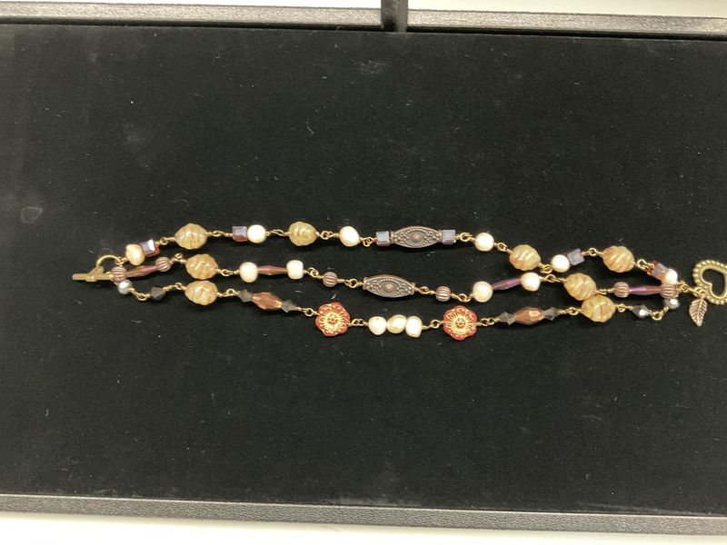 B33 Bracelet-Multi Strand Earth Tone Beads