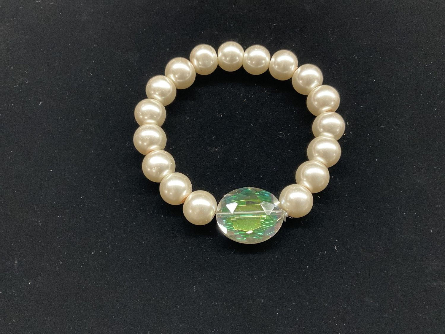 B39 Bracelet Elastic-Glass Pearl and Glass Boho Bead