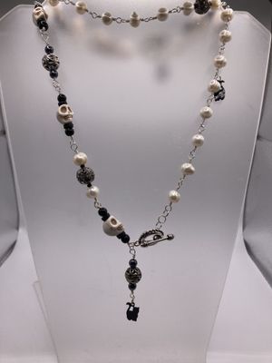 OTD SKN1 Skull &amp; Pearl Necklace