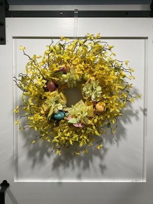251 Wreath Grapevine 26 in-Yellow w/Yellow Flowers and Easter Eggs