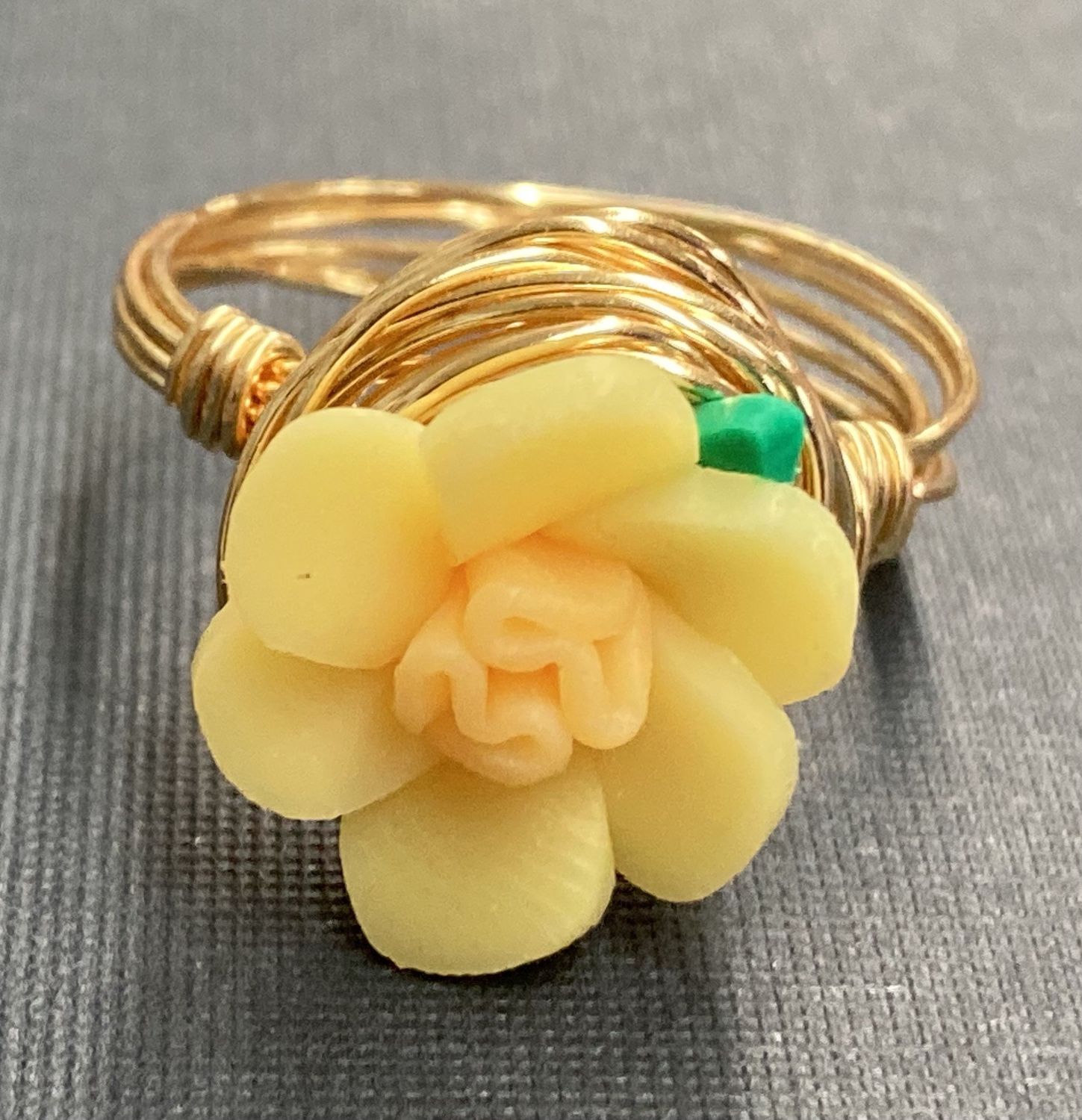 R001 Yellow Daffodil Ring Size 10