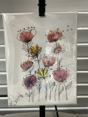 #27 3.75x5 ink wildflowers