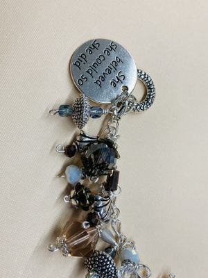 OTD B003 Cha Cha Style Bracelet with Silver, Ivory,  Amber, Bronze, and White.