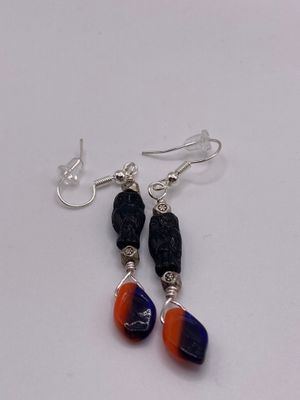 Czeck Glass Owl and Leaf Earrings